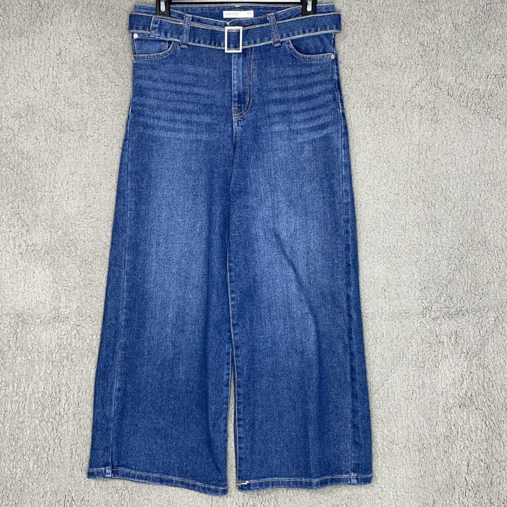 Nine West Jeans Women's Size 6 Blue Denim Sterling Belted Wide Leg Baggy‎